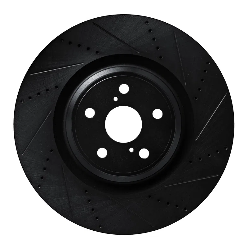 R1 Concepts 633-75030D, R1 10-17 Lexus LS460 Left Front Drilled & Slotted Black Brake Rotor