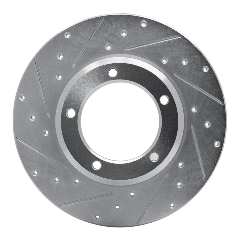 R1 Concepts 631-11000L, R1 74-99 Land Rover Discovery Front Left Drilled & Slotted Silver Brake Rotor
