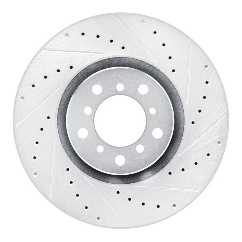 R1 Concepts 631-31056D, R1 00-03 BMW M5 Left Front Drilled & Slotted Silver Brake Rotor