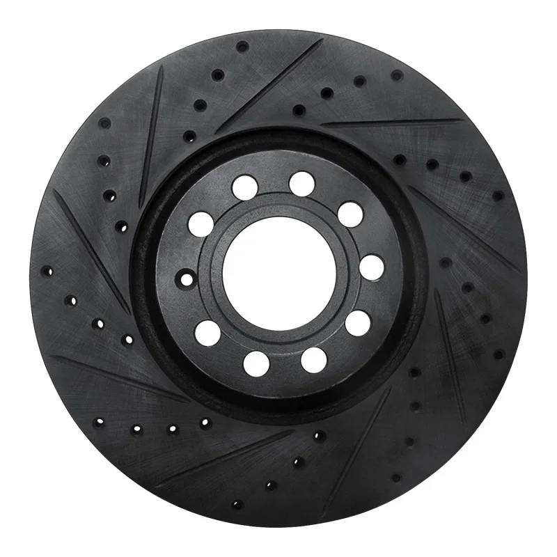 R1 Concepts 633-73044L, R1 97-06 Audi A6 (USA/Canada) Front Left Drilled & Slotted Black Brake Rotor