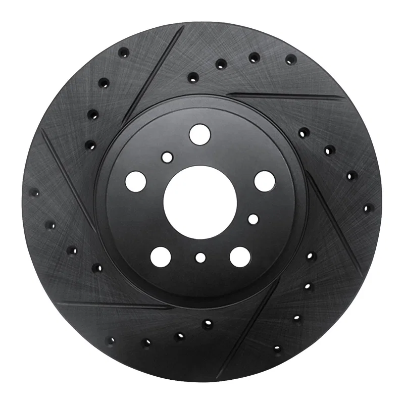 R1 Concepts 633-76045L, R1 90-93 Toyota Celica Front Left Drilled & Slotted Black Brake Rotor