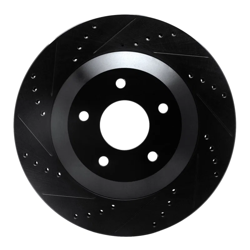 R1 Concepts 633-46008D, R1 97-09 Cadillac XLR Right Front Drilled & Slotted Black Brake Rotor