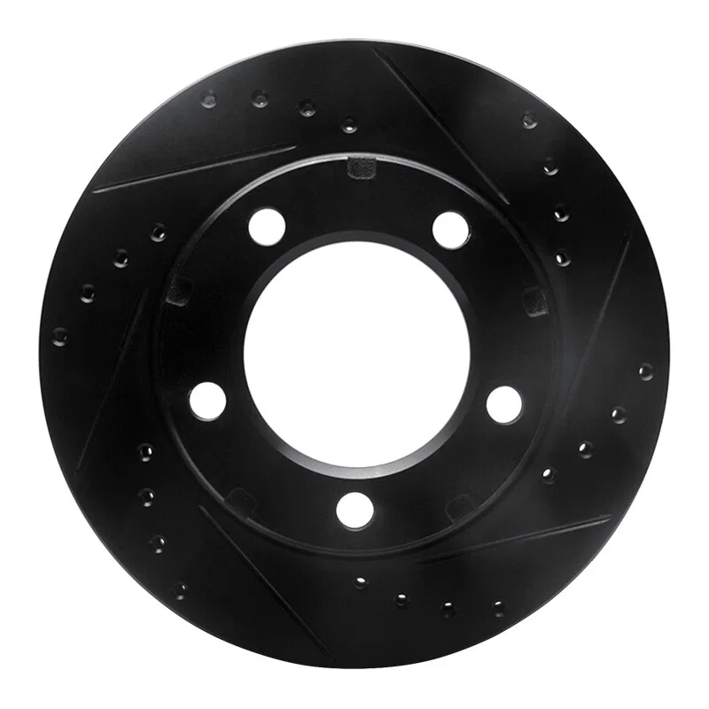 R1 Concepts 633-40057R, R1 80-93 Dodge W100 Front Right Drilled & Slotted Black Brake Rotor