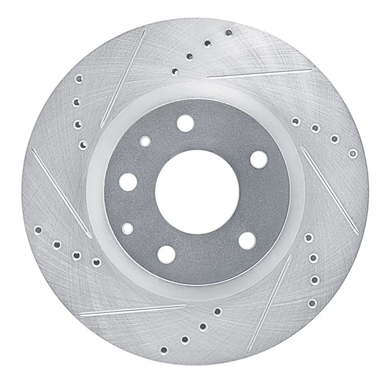 R1 Concepts 631-80081L, R1 2019-2025 Mazda 3 Front Left Drilled & Slotted Silver Brake Rotor