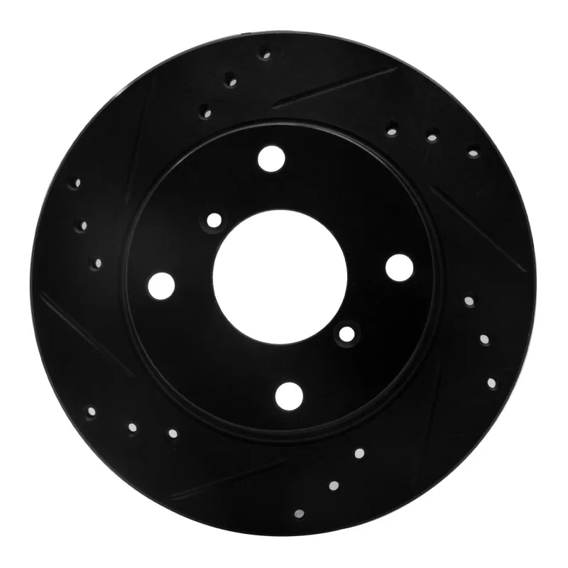 R1 Concepts 633-01000L, R1 89-94 Suzuki Swift Front Left Drilled & Slotted Black Brake Rotor
