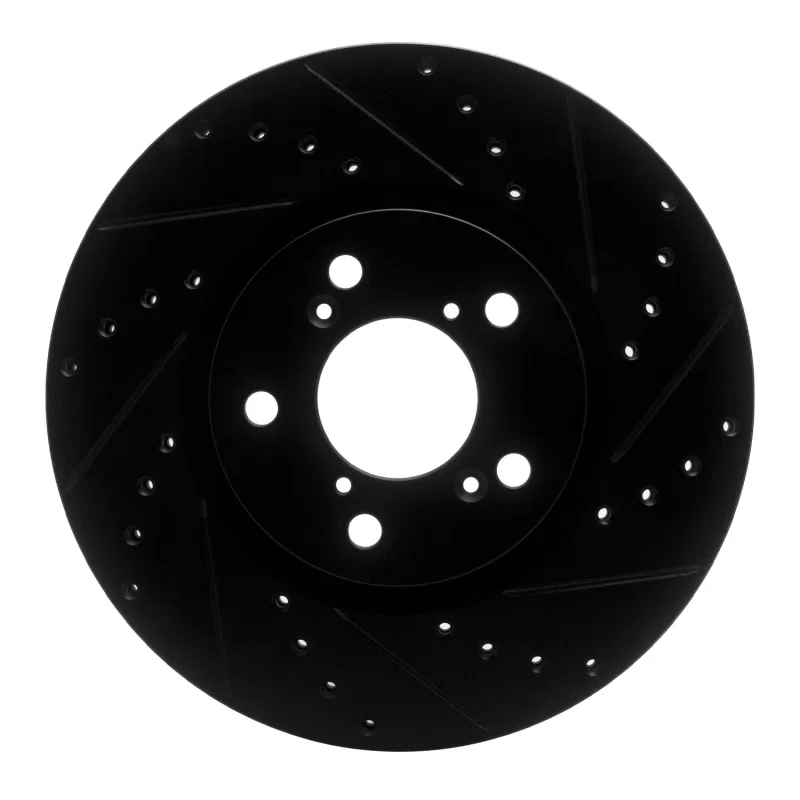 R1 Concepts 633-59051R, R1 06-14 Honda Ridgeline Front Right Drilled & Slotted Black Brake Rotor