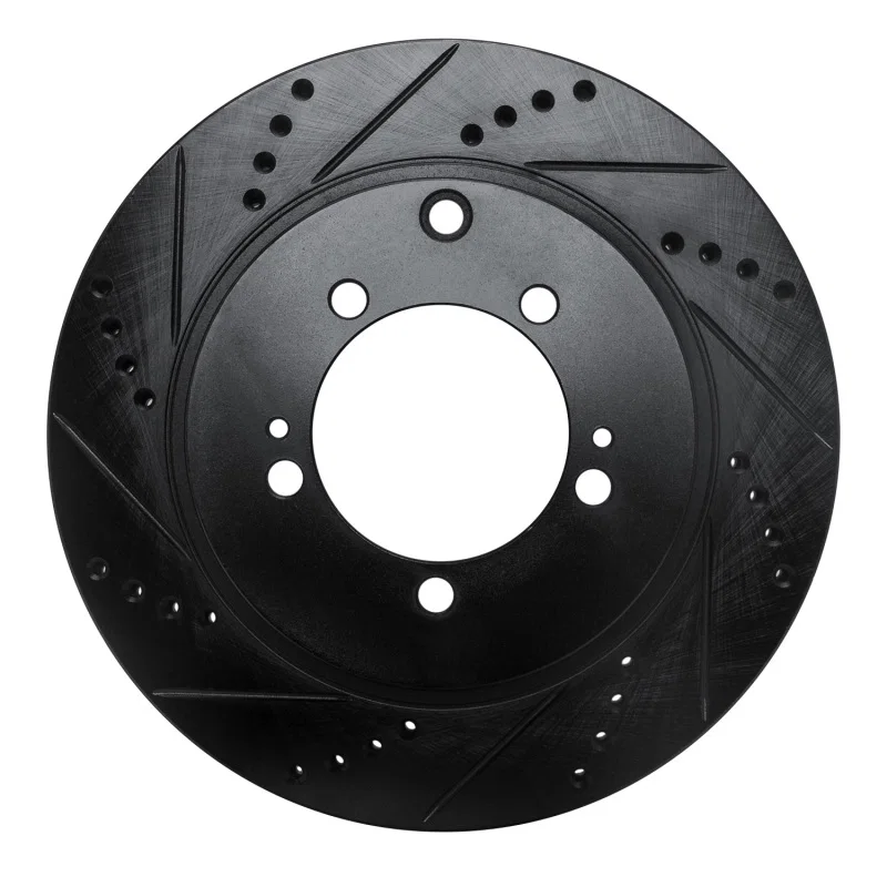 R1 Concepts 633-72036L, R1 03-06 Mitsubishi Lancer Rear Left Drilled & Slotted Black Brake Rotor