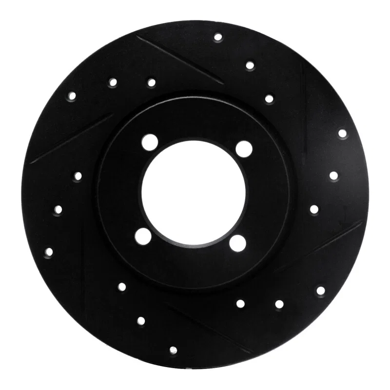 R1 Concepts 633-43000R, R1 74-87 Dodge COLT Front Right Drilled & Slotted Black Brake Rotor