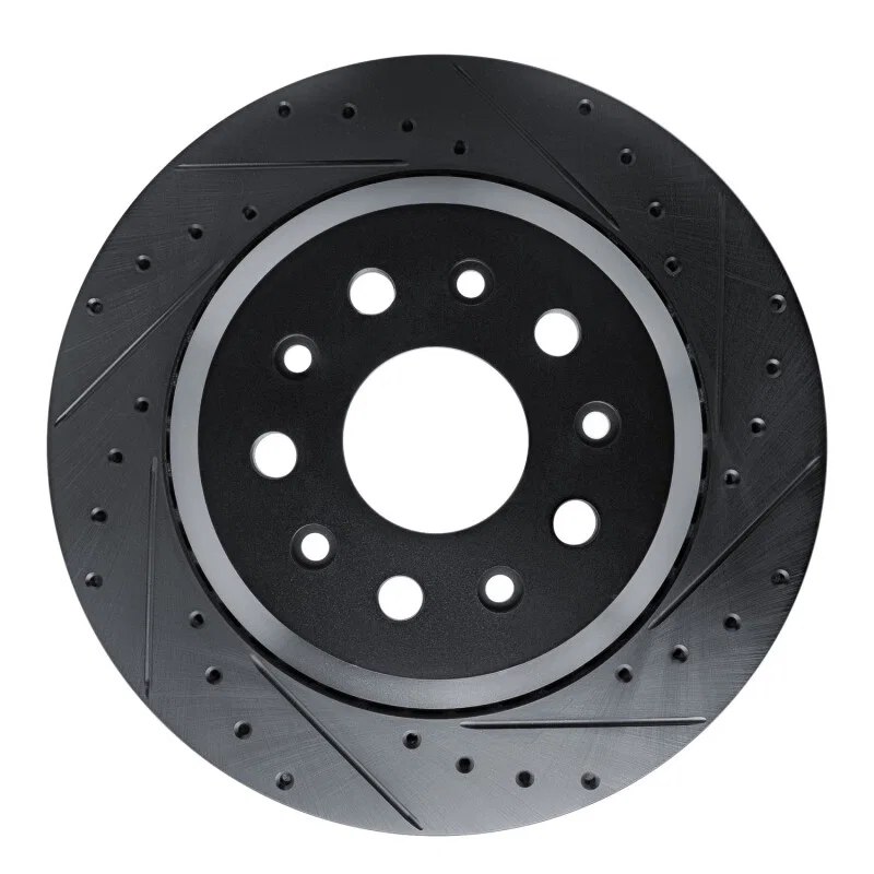 R1 Concepts 633-42043R, R1 20-25 Jeep Gladiator Rear Right Drilled & Slotted Black Brake Rotor