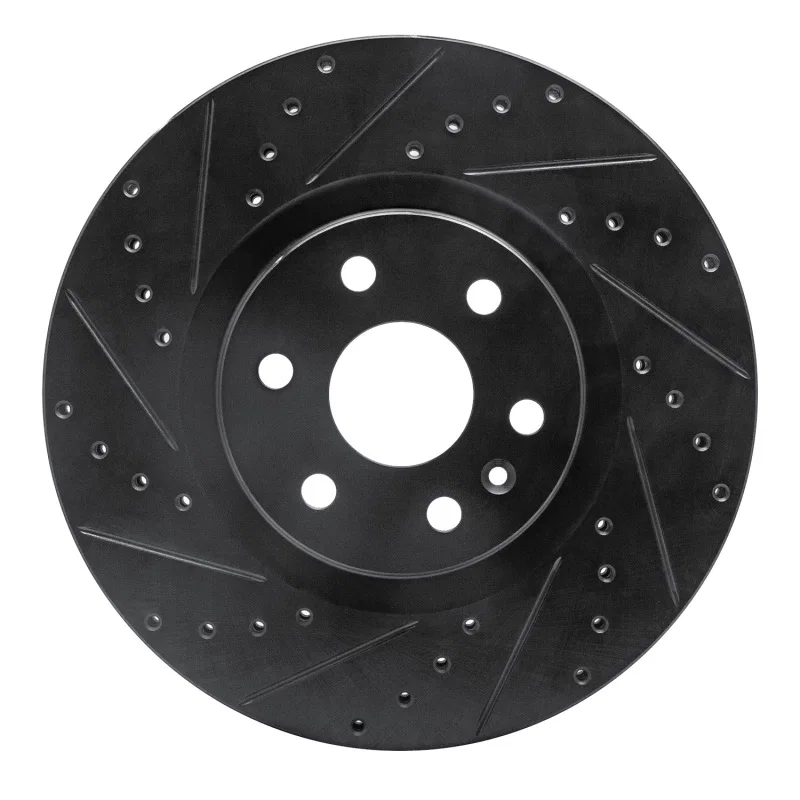R1 Concepts 633-46046L, R1 10-16 Cadillac SRX Front Left Drilled & Slotted Black Brake Rotor