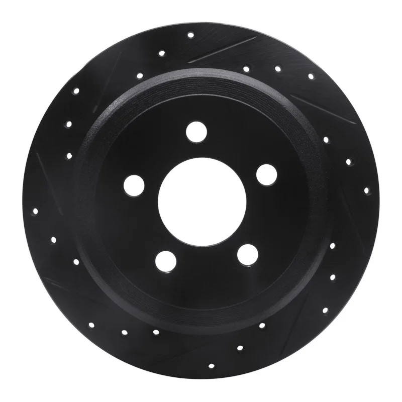 R1 Concepts 633-42019L, R1 07-12 Dodge Nitro Rear Left Drilled & Slotted Black Brake Rotor