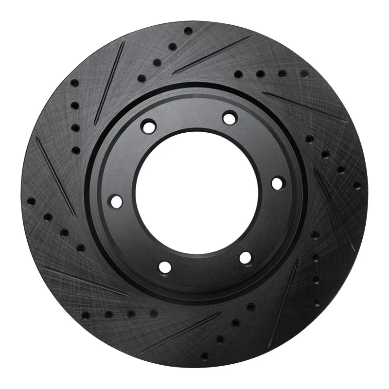 R1 Concepts 633-76116L, R1 93-97 Lexus LX450 Front Left Drilled & Slotted Black Brake Rotor