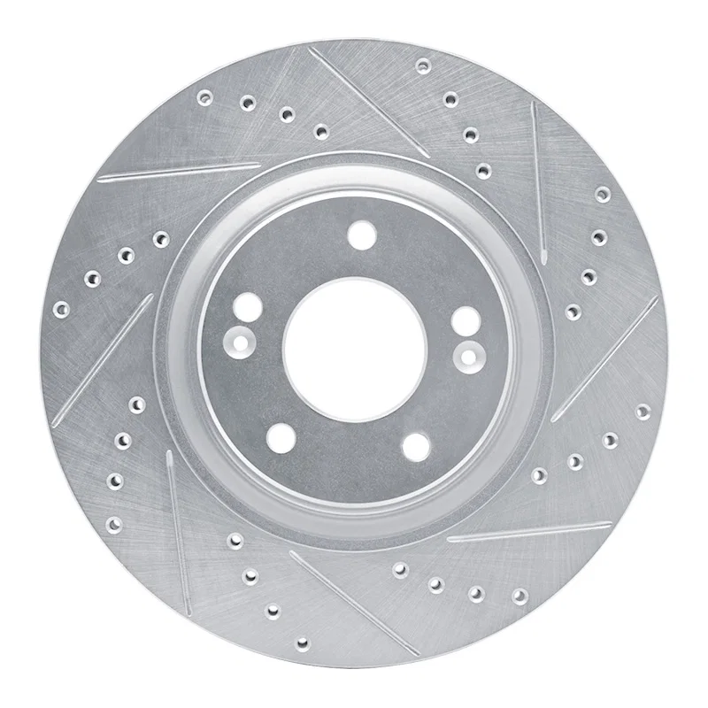 R1 Concepts 631-21035R, R1 17-20 Kia Cadenza Front Right Drilled & Slotted Silver Brake Rotor