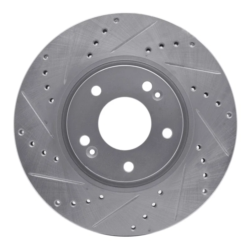 R1 Concepts 631-03020L, R1 05-24 Hyundai Veloster Front Left Drilled & Slotted Silver Brake Rotor