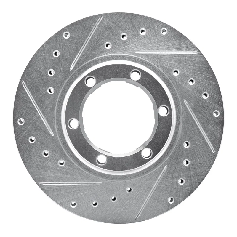 R1 Concepts 631-72051L, R1 87-89 Dodge Raider Front Left Drilled & Slotted Silver Brake Rotor