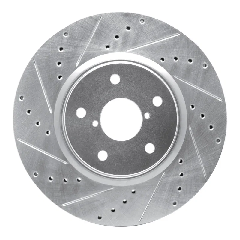 R1 Concepts 631-13035L, R1 06-21 Subaru Legacy Front Left Drilled & Slotted Silver Brake Rotor