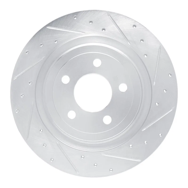 R1 Concepts 631-54280R, R1 20-25 Ford Mustang Rear Right Drilled & Slotted Silver Brake Rotor