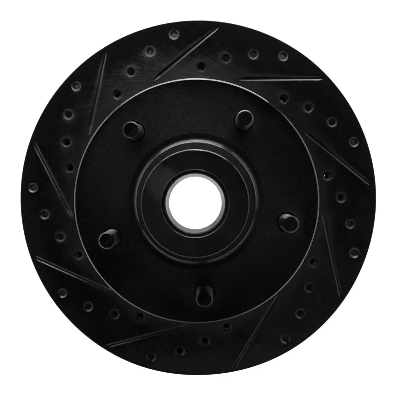 R1 Concepts 633-40061L, R1 1985-1997 Dodge Ramcharger RWD Front Left Drilled & Slotted Black Brake Rotor