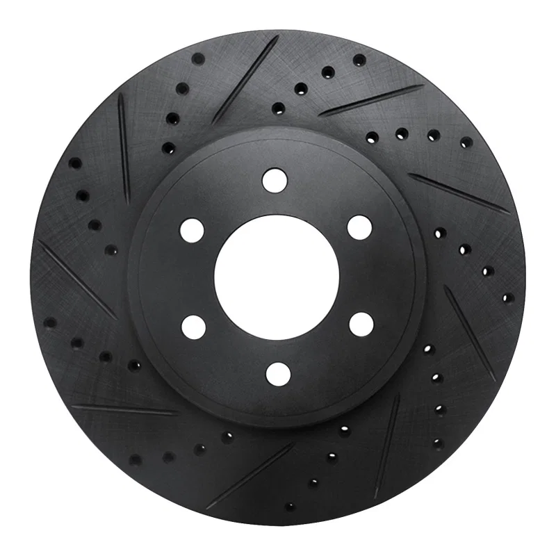 R1 Concepts 633-40100L, R1 03-03 Dodge Durango Front Left Drilled & Slotted Black Brake Rotor
