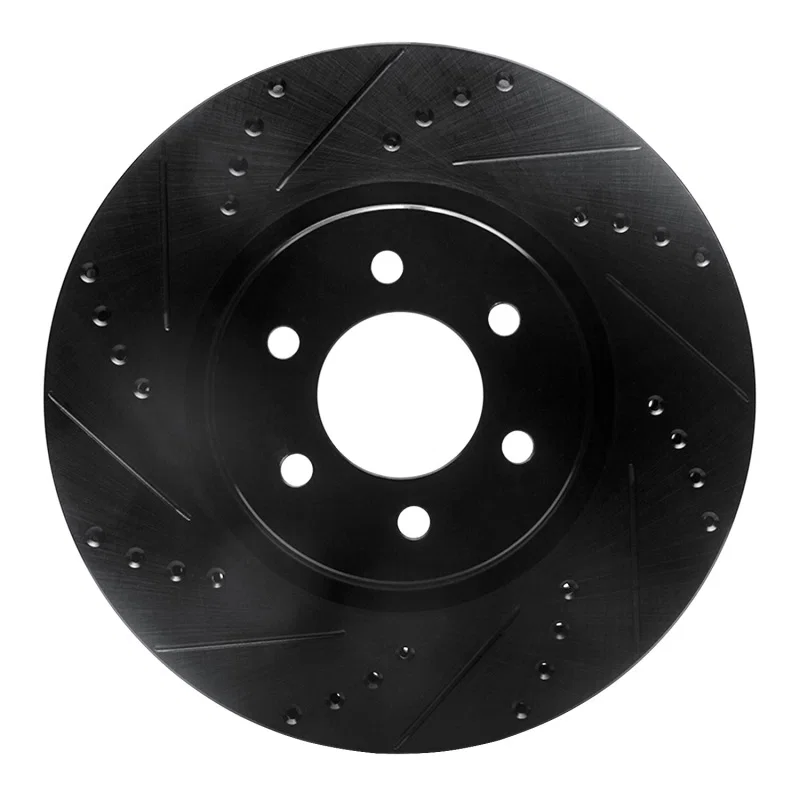 R1 Concepts 633-40013L, R1 92-02 Dodge Viper Front Left Drilled & Slotted Black Brake Rotor