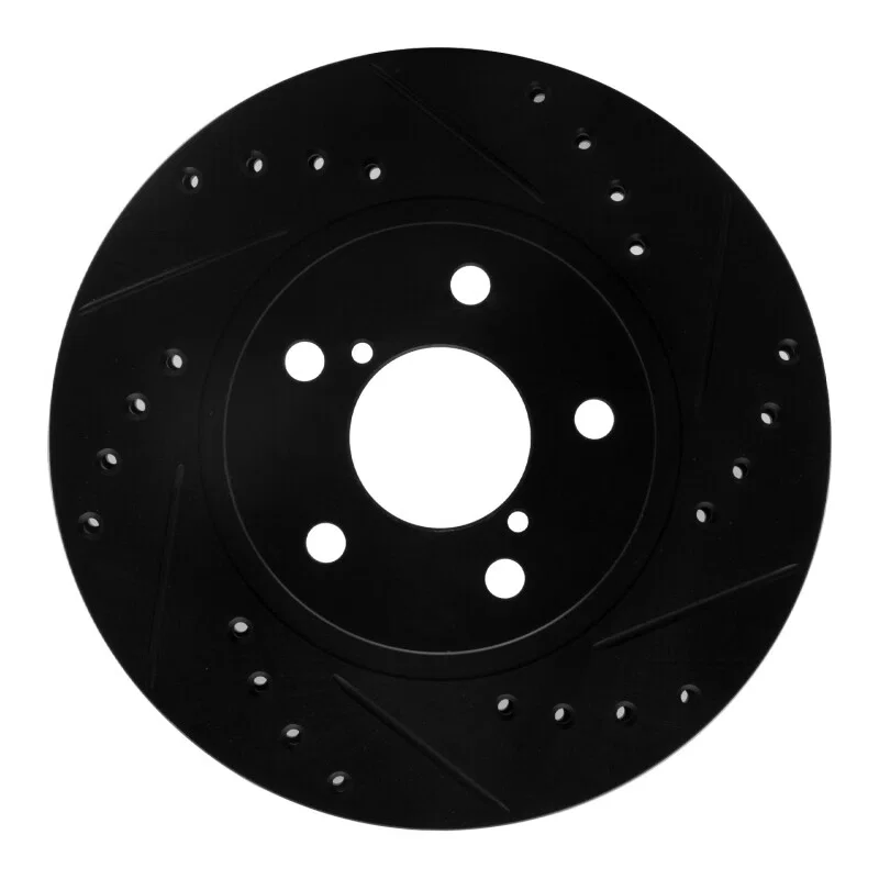 R1 Concepts 633-13007R, R1 90-01 Subaru Impreza Front Right Drilled & Slotted Black Brake Rotor
