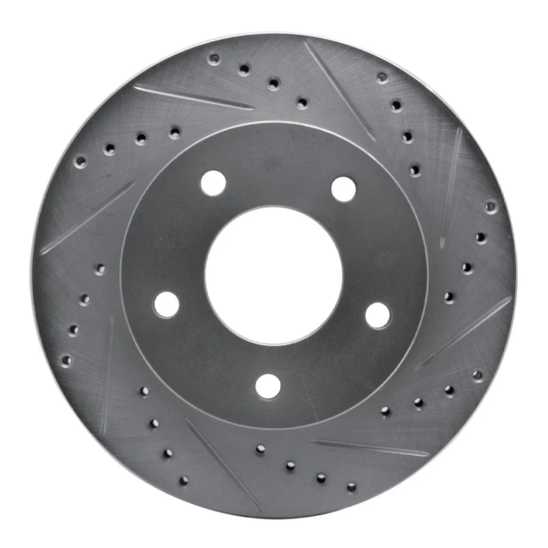 R1 Concepts 631-56006D, R1 75-79 Ford LTD Right Rear Drilled & Slotted Silver Brake Rotor