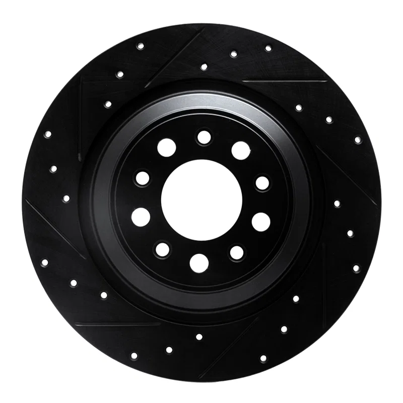 R1 Concepts 633-42010L, R1 14-23 Jeep Cherokee Rear Left Drilled & Slotted Black Brake Rotor