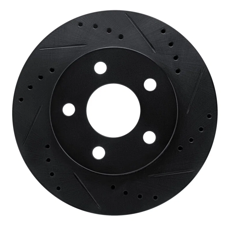 R1 Concepts 633-54022R, R1 86-92 Ford Taurus SHO Front Right Drilled & Slotted Black Brake Rotor