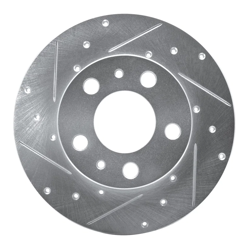 R1 Concepts 631-27003L, R1 75-87 Volvo 242 Front Left Drilled & Slotted Silver Brake Rotor