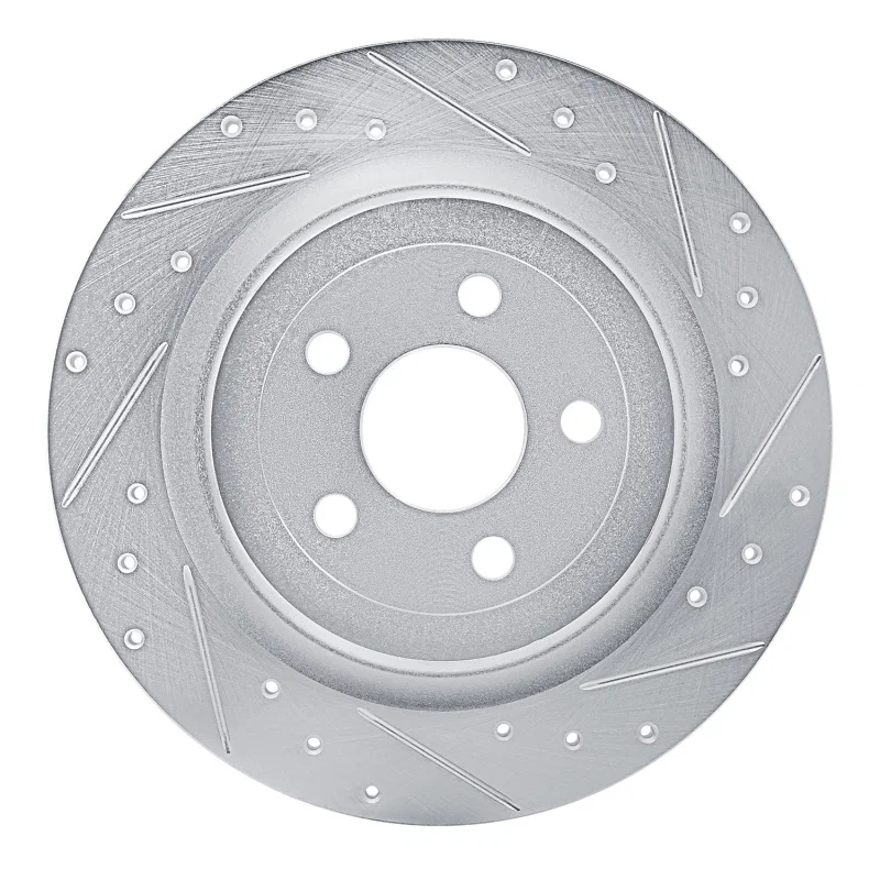 R1 Concepts 631-54282R, R1 2021-2025 Ford Mustang Mach-E Rear Right Drilled & Slotted Silver Brake Rotor