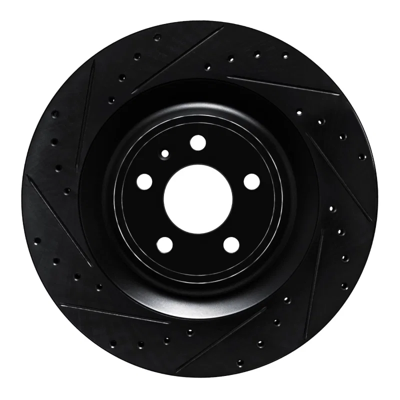 R1 Concepts 633-02102L, R1 15-18 Porsche Macan Rear Left Drilled & Slotted Black Brake Rotor