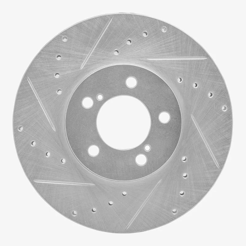 R1 Concepts 631-54038L, R1 93-07 Ford Thunderbird Front Left Drilled & Slotted Silver Brake Rotor