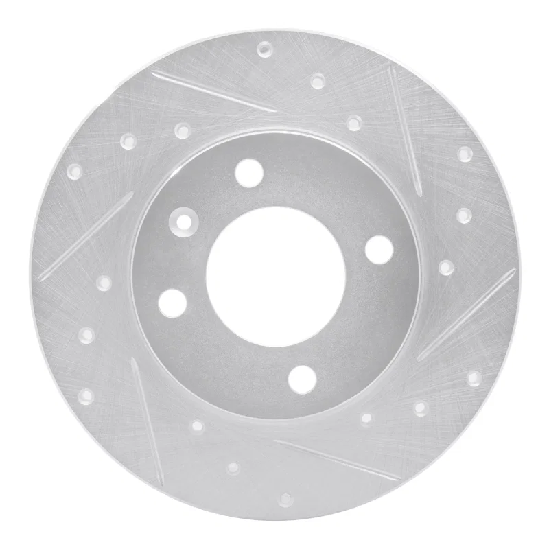 R1 Concepts 631-74000R, R1 73-05 Audi Coupe Front Right Drilled & Slotted Silver Brake Rotor