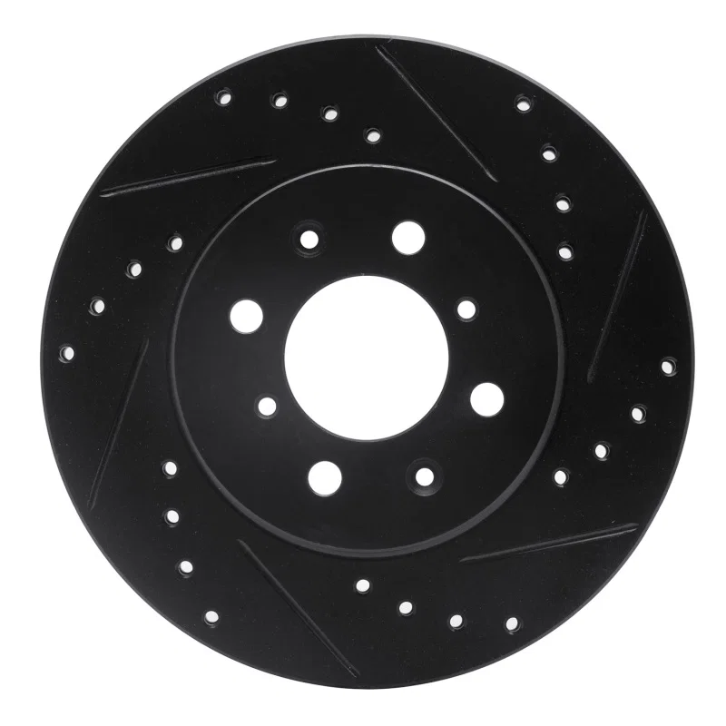 R1 Concepts 633-67041R, R1 91-94 Nissan Sentra Front Right Drilled & Slotted Black Brake Rotor