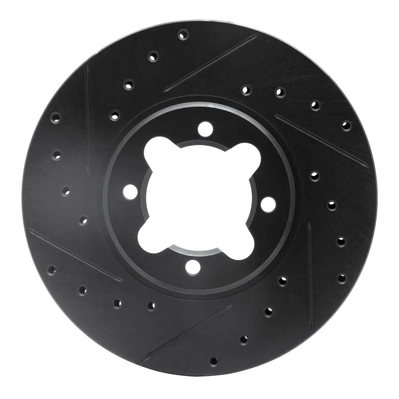 R1 Concepts 633-76013L, R1 82-85 Toyota Celica Front Left Drilled & Slotted Black Brake Rotor