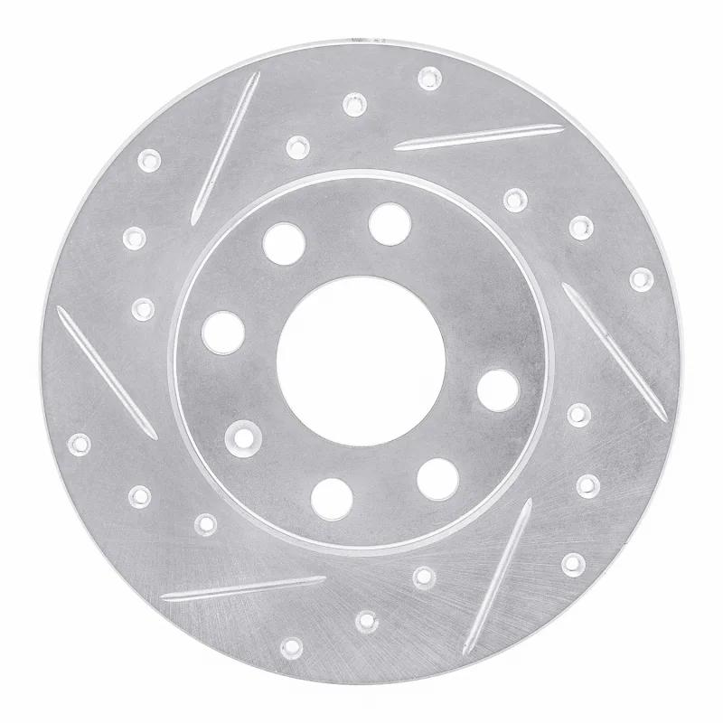 R1 Concepts 631-52000R, R1 88-89 Pontiac LeMans Front Right Drilled & Slotted Silver Brake Rotor
