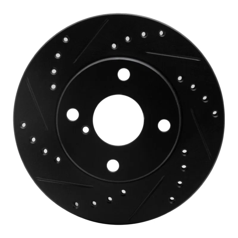 R1 Concepts 633-80022L, R1 90-93 Mazda Miata Front Left Drilled & Slotted Black Brake Rotor