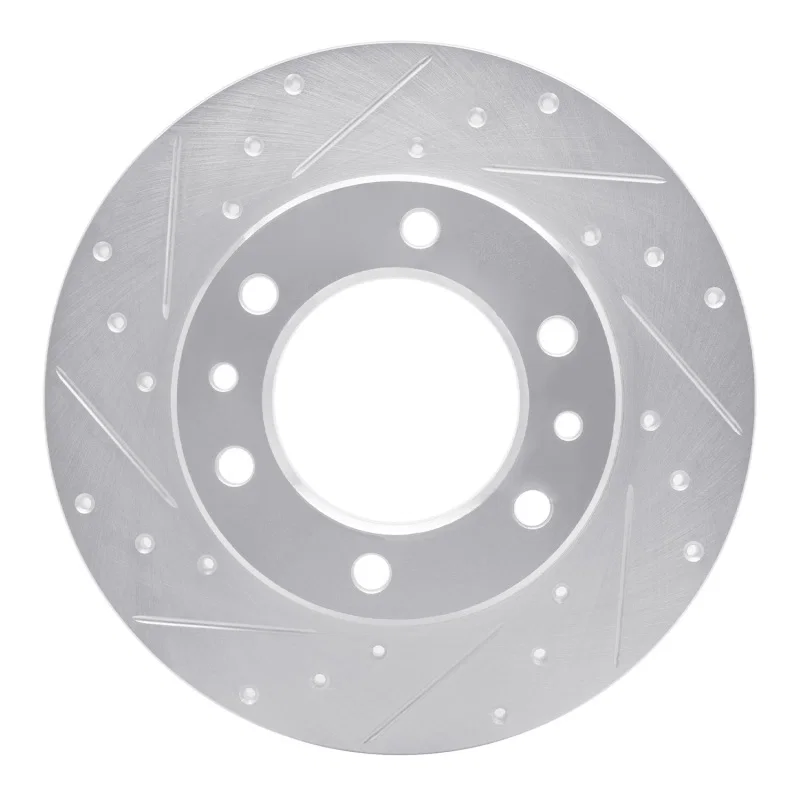 R1 Concepts 631-76095L, R1 81-85 Toyota 4Runner Front Left Drilled & Slotted Silver Brake Rotor