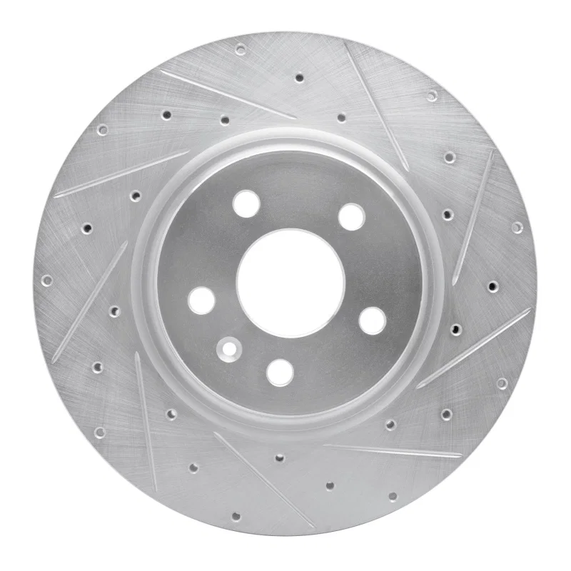 R1 Concepts 631-26001R, R1 12-21 Tesla Model X Front Right Drilled & Slotted Silver Brake Rotor