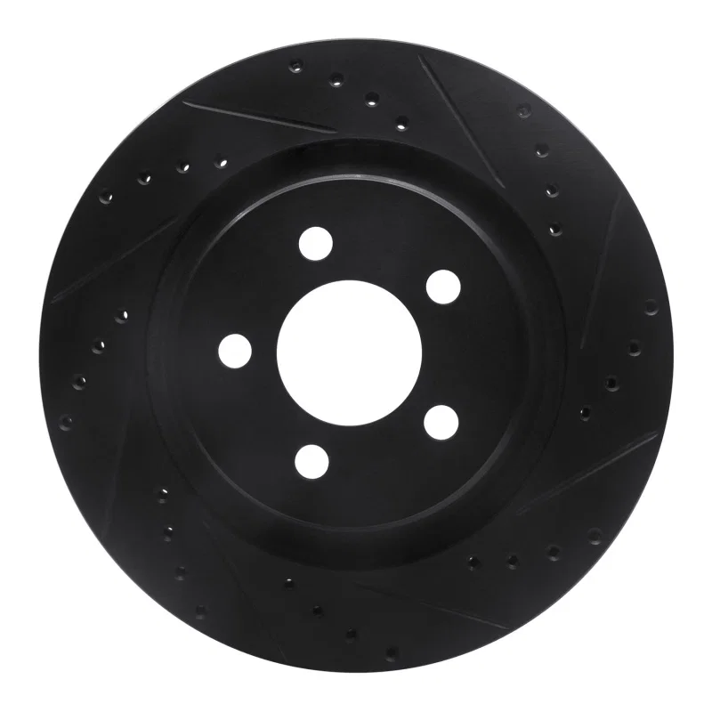 R1 Concepts 633-42021R, R1 11-12 Jeep Liberty Front Right Drilled & Slotted Black Brake Rotor