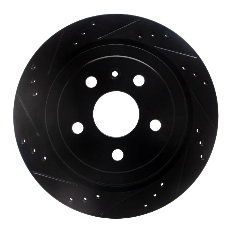 R1 Concepts 633-46024L, R1 08-19 Cadillac CTS Rear Left Drilled & Slotted Black Brake Rotor