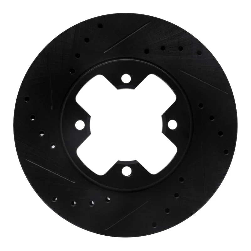 R1 Concepts 633-67005L, R1 79-83 Nissan 280ZX Front Left Drilled & Slotted Black Brake Rotor