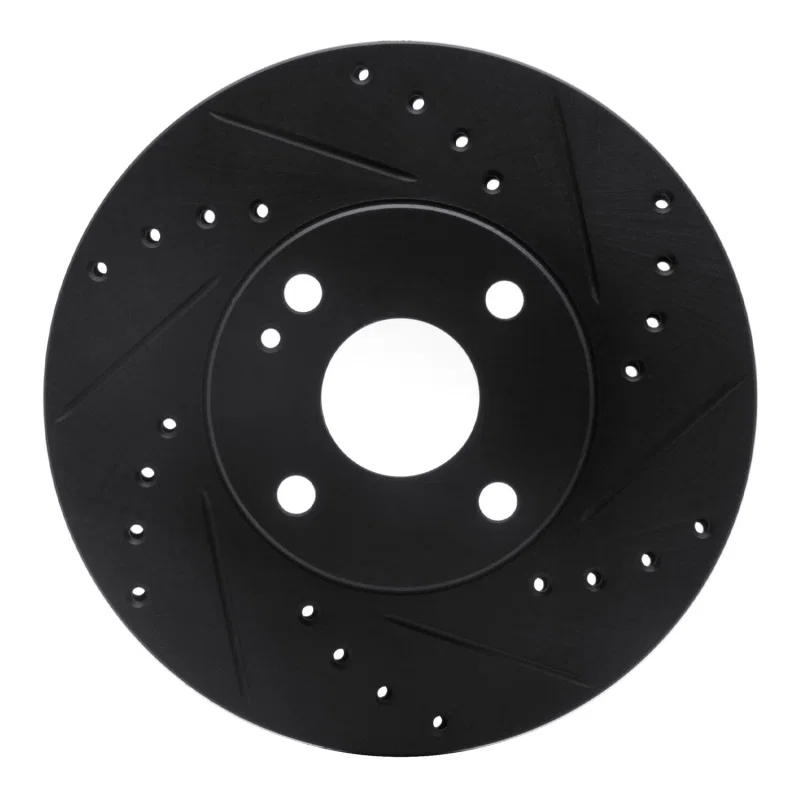 R1 Concepts 633-80030R, R1 94-02 Mazda Miata Front Right Drilled & Slotted Black Brake Rotor