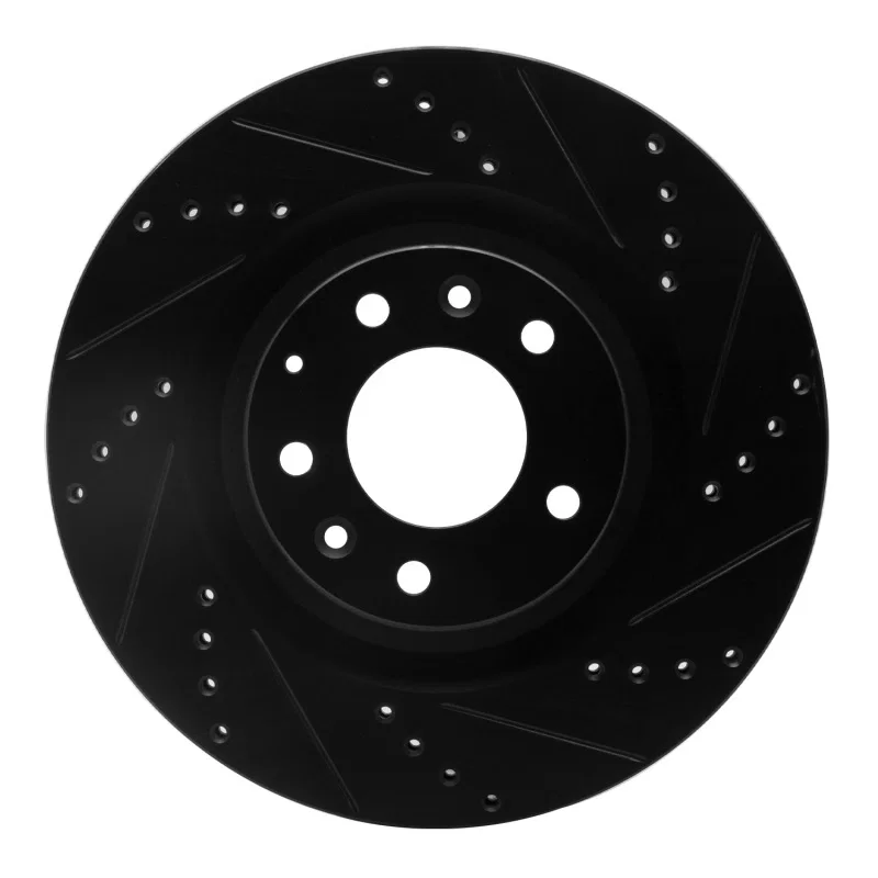 R1 Concepts 633-80069R, R1 07-15 Mazda CX-9 Front Right Drilled & Slotted Black Brake Rotor