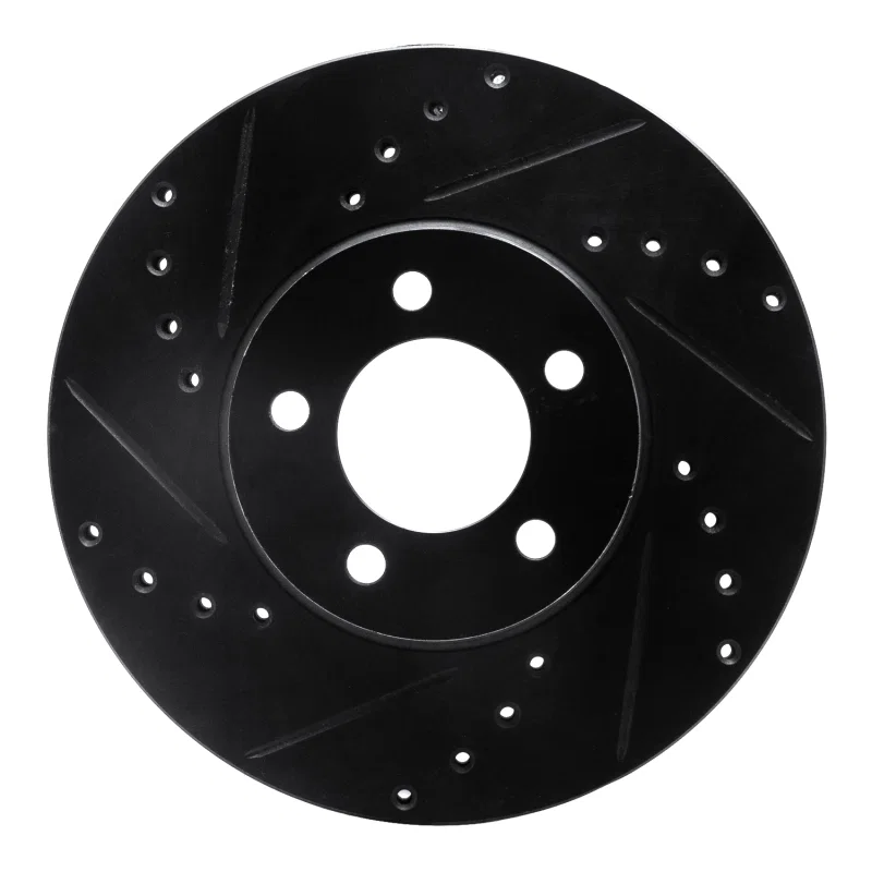 R1 Concepts 633-54038L, R1 93-07 Ford Thunderbird Front Left Drilled & Slotted Black Brake Rotor