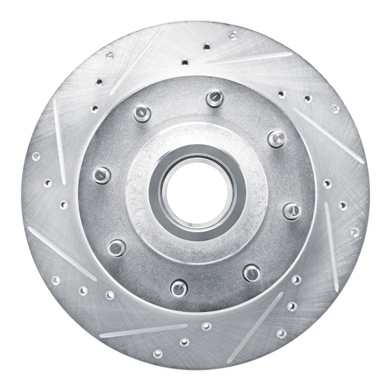 R1 Concepts 631-54105L, R1 80-85 Ford E-250 Econoline Front Left Drilled & Slotted Silver Brake Rotor