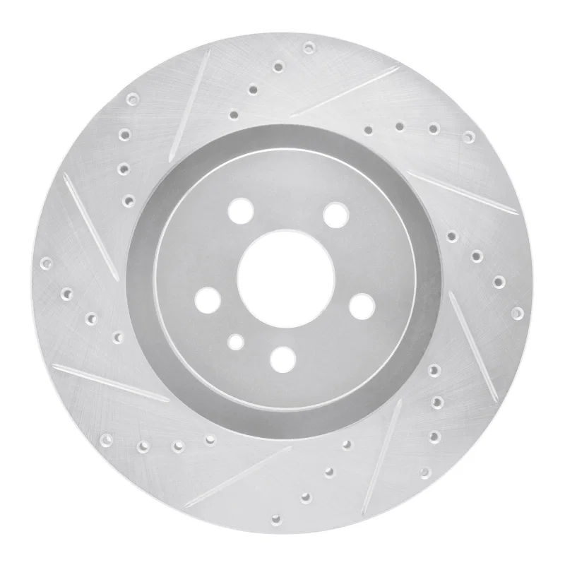 R1 Concepts 631-55006L, R1 15-21 Ford Edge Front Left Drilled & Slotted Silver Brake Rotor