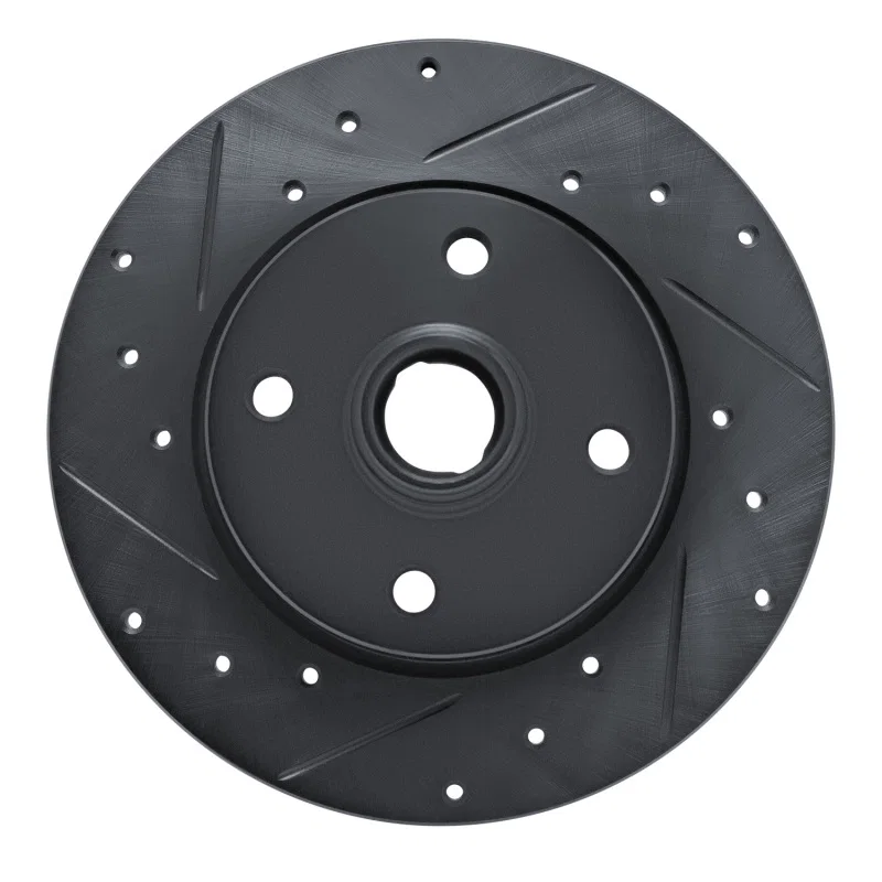 R1 Concepts 633-02004L, R1 76-84 Porsche 924 Front Left Drilled & Slotted Black Brake Rotor