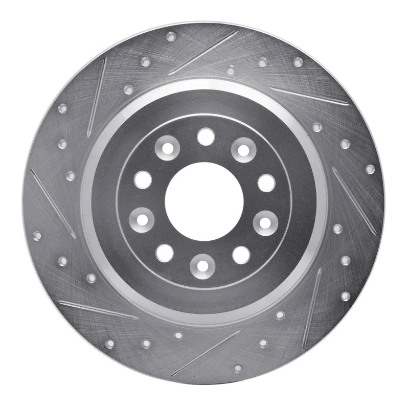 R1 Concepts 631-54088L, R1 05-19 Ford Explorer Rear Left Drilled & Slotted Silver Brake Rotor