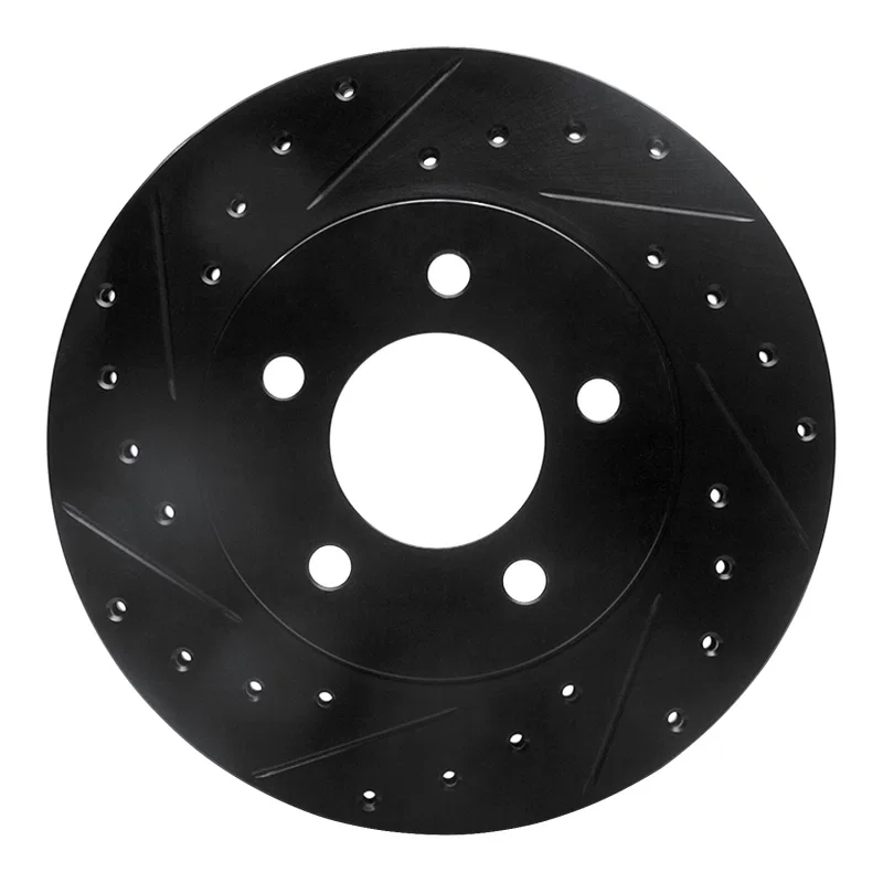 R1 Concepts 633-40011L, R1 93-97 Chrysler Intrepid Front Left Drilled & Slotted Black Brake Rotor